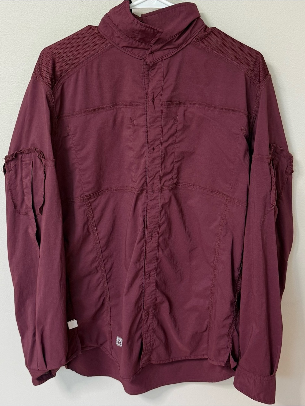 REI Co-op Sahara Men  L Long Sleeve Hiking Fishing Shirt Burgundy Nylon Stretch - Picture 14 of 16